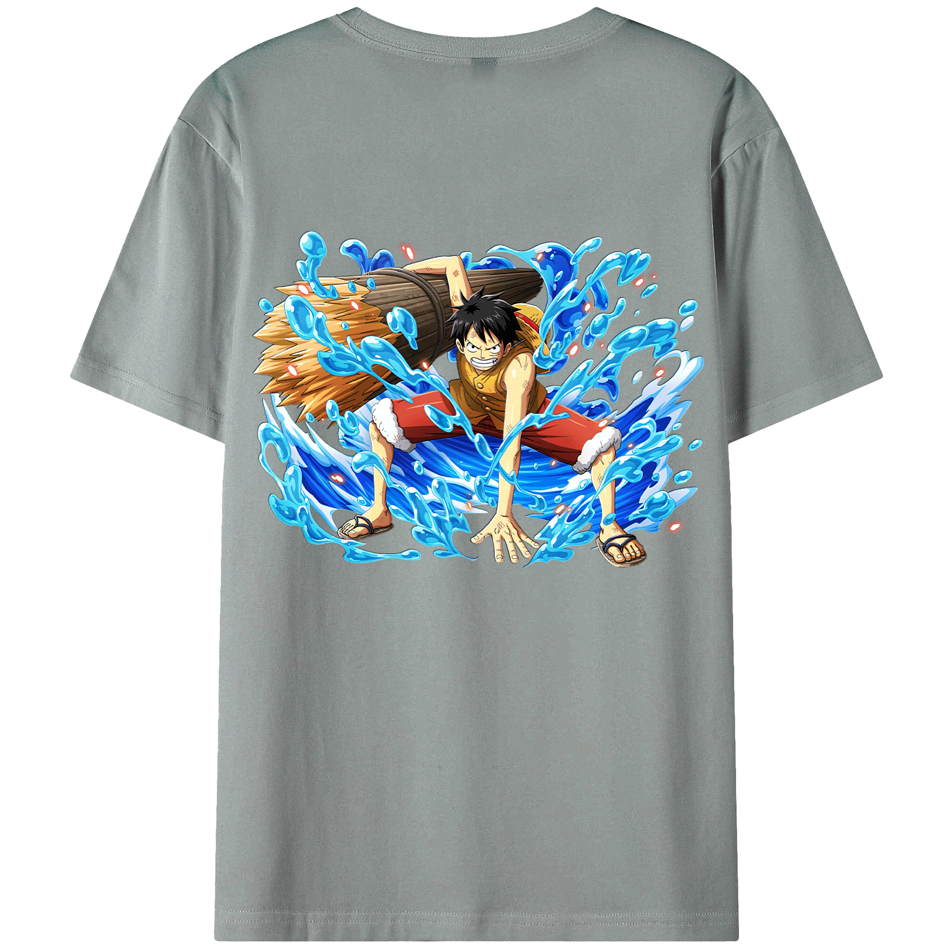 ワンピース モンキー・D・ルフィ ONE PIECE Monkey D. Luffy 綿100％ メンズ半袖Tシャツ（バックプリント） 通気性